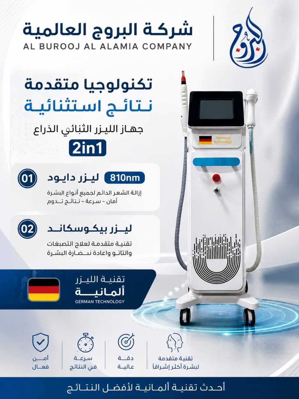 جهاز الليزر الدايود 810nm بتقنية ألمانية دبل هاند